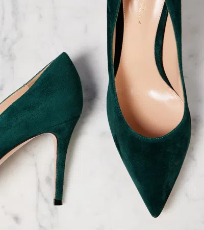 Gianvito Rossi Pointed Toe Suede Stiletto Heel Pumps In Green