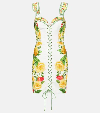 Farm Rio Off-white Picnic Flowers Lenzing Ecovero Euroflax Mini Dress