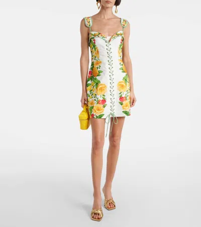 Farm Rio Off-white Picnic Flowers Lenzing Ecovero Euroflax Mini Dress