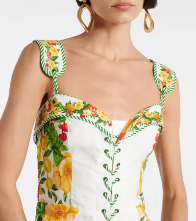 Farm Rio Off-white Picnic Flowers Lenzing Ecovero Euroflax Mini Dress