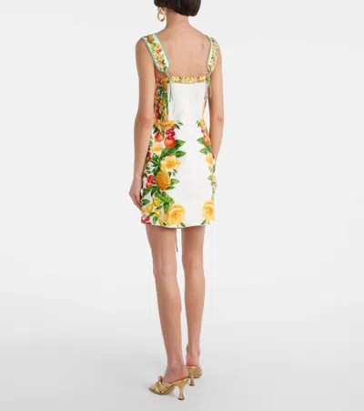 Farm Rio Off-white Picnic Flowers Lenzing Ecovero Euroflax Mini Dress