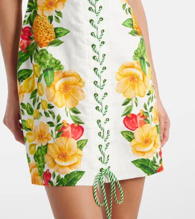 Farm Rio Off-white Picnic Flowers Lenzing Ecovero Euroflax Mini Dress