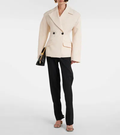 Jacquemus Lapel Long-sleeved Suit Jacket In White