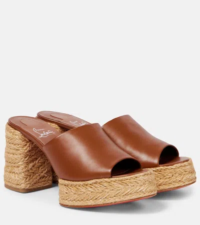 Christian Louboutin Calakala 85 Leather Mule In Brown