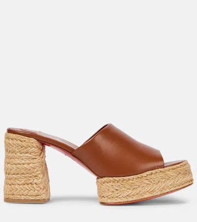 Christian Louboutin Calakala 85 Leather Mule In Brown
