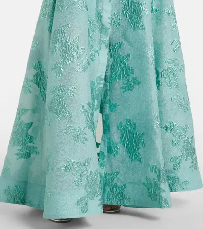 Rebecca Vallance Benette Belted Brocade Shirt Dress In Green