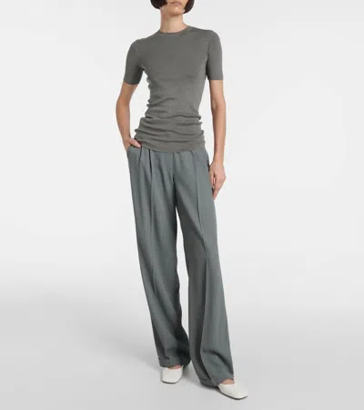 The Row Leather T-strap Ballerina Flats