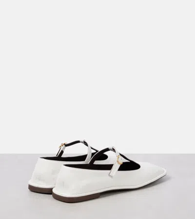 The Row Leather T-strap Ballerina Flats