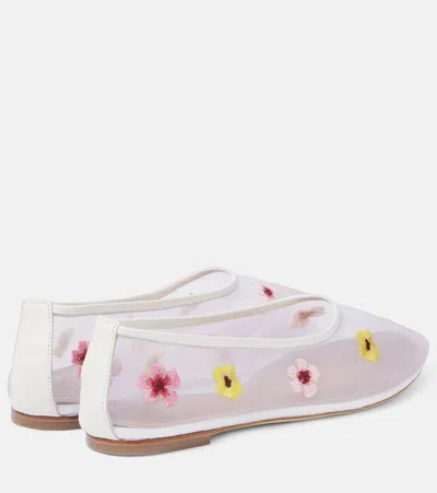 Staud Alba Ballet Flats Blossom Floral Mesh In Pink