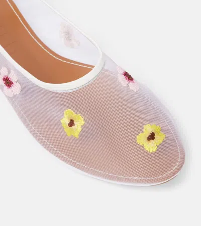 Staud Alba Ballet Flats Blossom Floral Mesh In Pink
