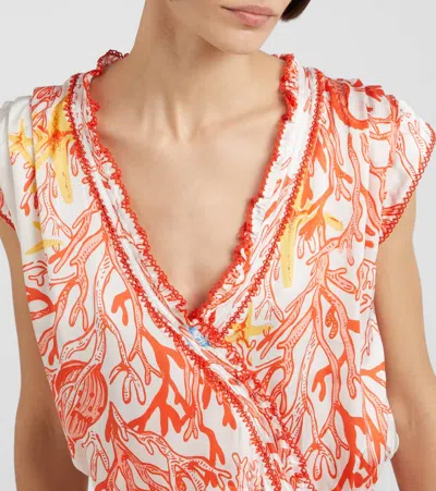 Poupette St Barth Estelle Printed Satin Minidress In Multi