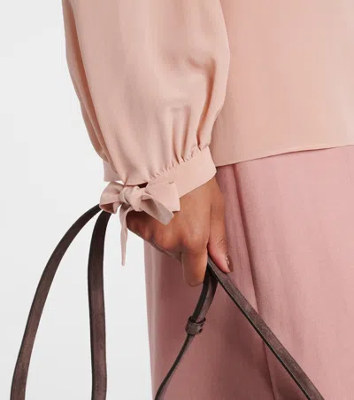 Valentino Bow-detail Silk Crêpe Blouse In Pink