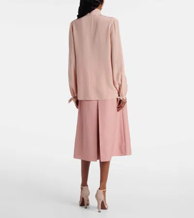 Valentino Bow-detail Silk Crêpe Blouse In Pink
