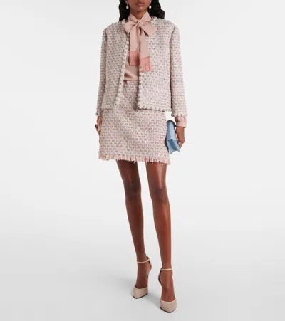 Valentino Bow-detail Silk Crêpe Blouse In Pink