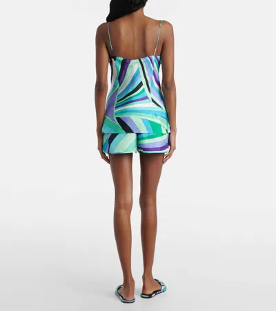 Pucci Iride Silk Satin Camisole In Blue