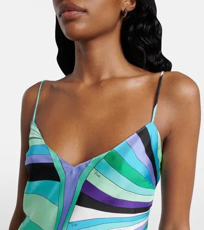 Pucci Iride Silk Satin Camisole In Blue