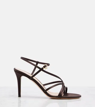 Gianvito Rossi 100mm Slingback Stiletto Sandals In Brown