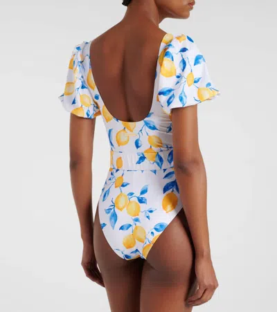 Alexandra Miro Jeanie Belted Printed Swimsuit In Multi