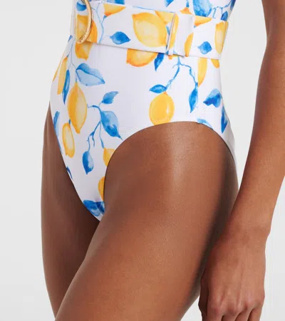 Alexandra Miro Jeanie Belted Printed Swimsuit In Multi