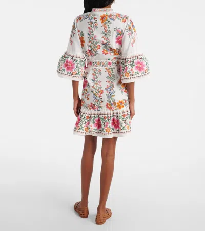 Farm Rio Off-white Delicate Forest Scarves Organic Cotton Mini Dress