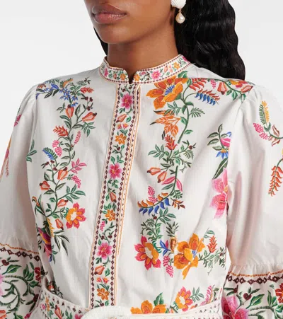 Farm Rio Off-white Delicate Forest Scarves Organic Cotton Mini Dress