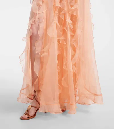 Zimmermann Balance Ruffled Silk Organza Maxi Dress In Orange