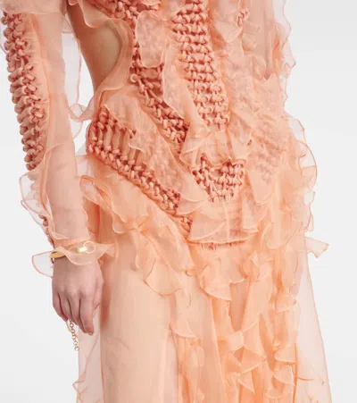 Zimmermann Balance Ruffled Silk Organza Maxi Dress In Orange