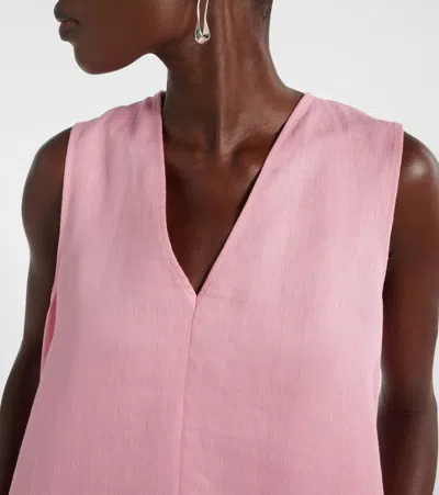 Asceno Derya Linen Minidress In Pink