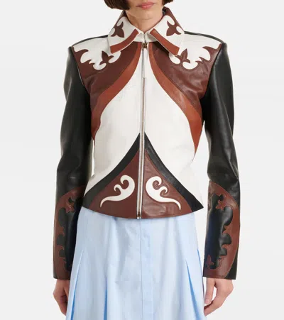 Gabriela Hearst Albie Paneled Leather Jacket In Multi