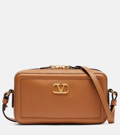 Valentino Garavani Mini Alltime Leather Crossbody Bag In Almond