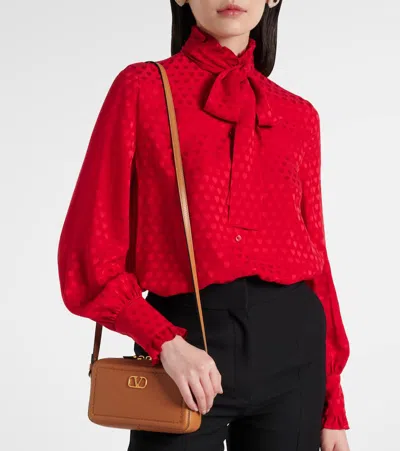 Valentino Garavani Mini Alltime Leather Crossbody Bag In Almond