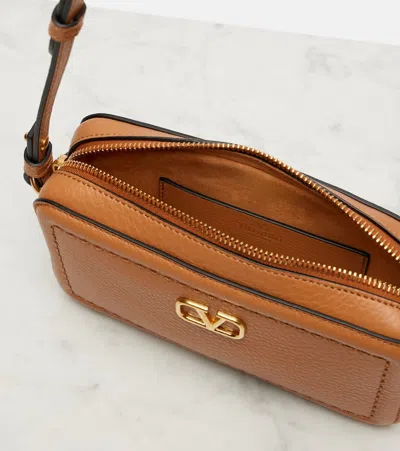 Valentino Garavani Mini Alltime Leather Crossbody Bag In Almond