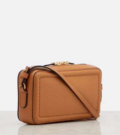 Valentino Garavani Mini Alltime Leather Crossbody Bag In Almond