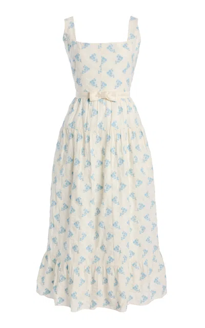 Markarian Tiered Cotton Poplin Midi Dress In Multi