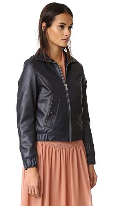 Shop See By Chloé Shearling Collar Flight Jacket In Navy