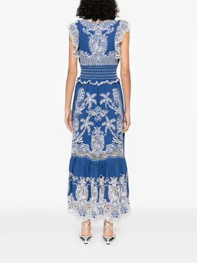 Farm Rio Blue Romantic Richelieu Lenzing Ecovero Euroflax Maxi Dress