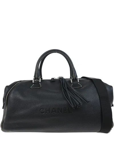 Pre-owned Chanel 2003 Two-way Duffle Bag In Black