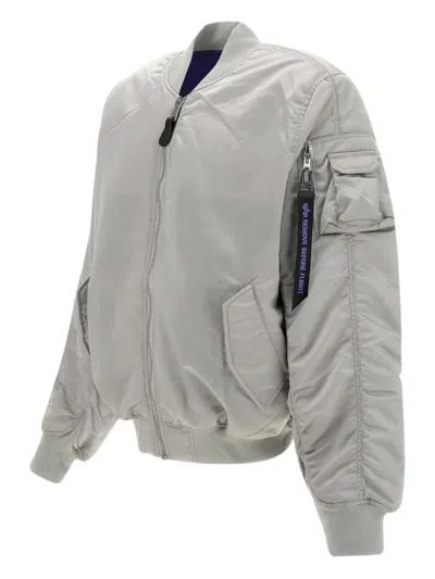 Alpha Industries Quilted Zip-front Bomber Jacket In Gray