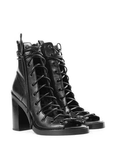 Ann Demeulemeester Woman Ankle Boots Black Size 11 Leather In Multicolor