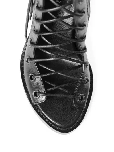 Ann Demeulemeester Woman Ankle Boots Black Size 11 Leather In Multicolor