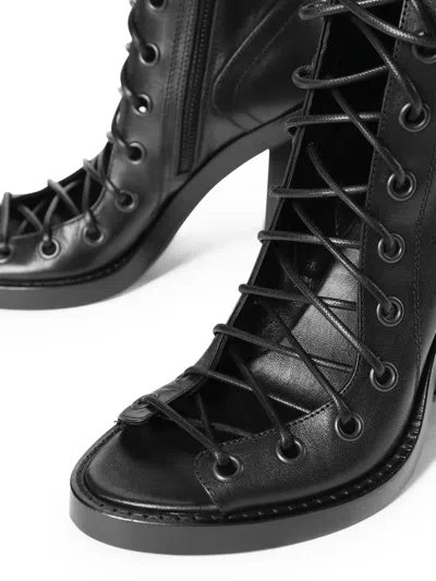 Ann Demeulemeester Woman Ankle Boots Black Size 11 Leather In Multicolor