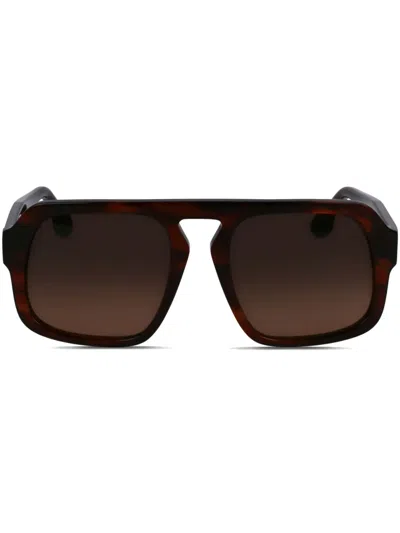 Victoria Beckham Chain Core Wire 53mm Gradient Modified Rectangular Sunglasses In Brown