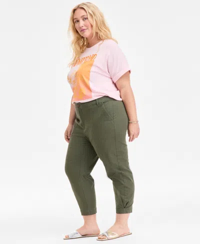 On 34th Trendy Plus Size Tapered Ankle Pants, Exclusively At Macy's In Green