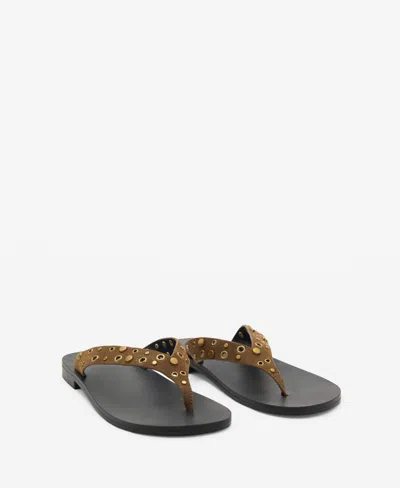 Mango Leather Gold Studded Sandal