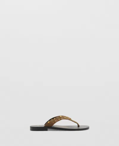 Mango Leather Gold Studded Sandal