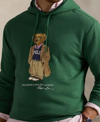 Polo Ralph Lauren Green Hoodie With Drawstring Hood And Logo Print On The Front In Cotton Blend Man In Green