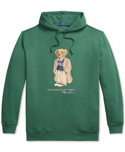 Polo Ralph Lauren Green Hoodie With Drawstring Hood And Logo Print On The Front In Cotton Blend Man In Green