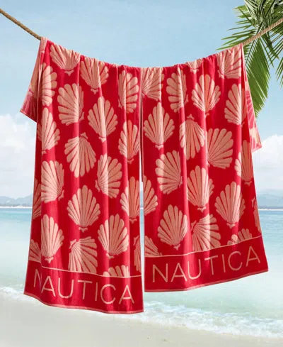 Nautica Seashell Seashore Jacquard Beach Towel Set, 68" X 36"