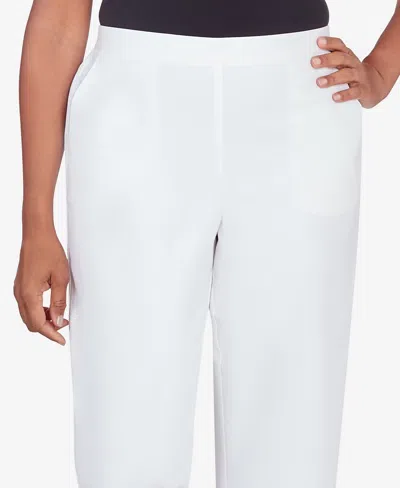 Alfred Dunner Women's Classic Button Hem Denim Capri Pant In White
