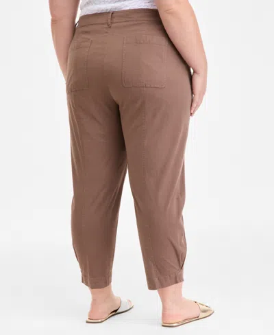 On 34th Trendy Plus Size Tapered Ankle Pants, Exclusively At Macy's In Brown
